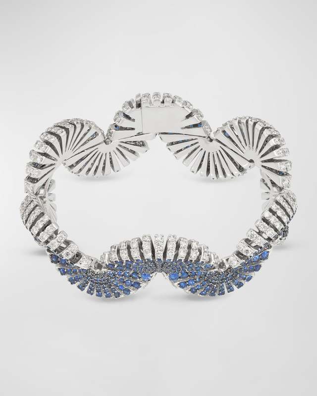 Ventaglio 18K White Gold Blue Sapphire & Diamond Fan Bracelet